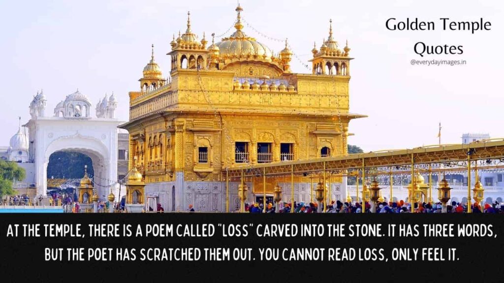 At the temple, there is a poem called "Loss" carved into the stone. It has three words, but the poet has scratched them out. You cannot read loss, only feel it."